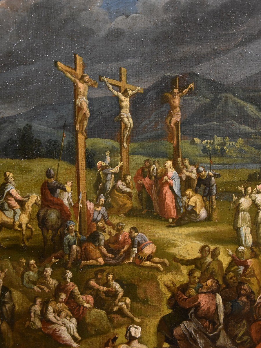 Fantastic Landscape With The Crucifixion Of Christ, Scipione Compagno (naples 1624 - 1680)-photo-6