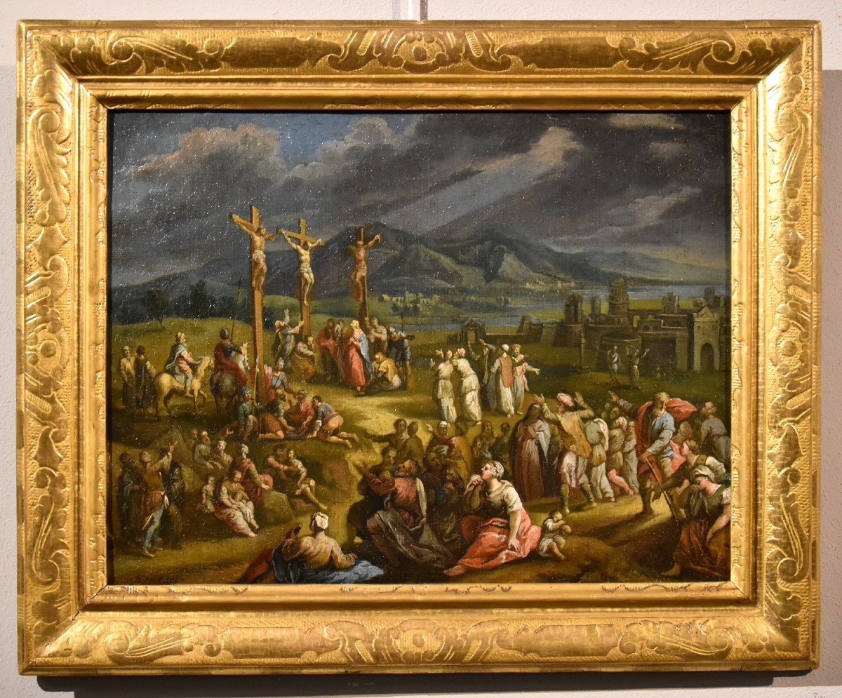 Paysage Fantastique Avec La Crucifixion Du Christ, Scipione Compagno (naples 1624 - 1680)