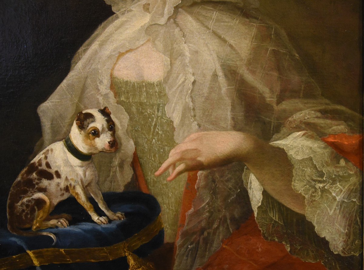 Portrait d'Une Noble Avec Un Petit Chien, Louis Michel Van Loo (Toulon 1707- Paris 1771)-photo-4