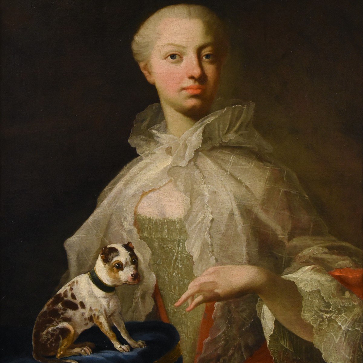 Portrait Of A Noblewoman With Small Dog, Louis Michel Van Loo (toulon 1707- Paris 1771)-photo-1