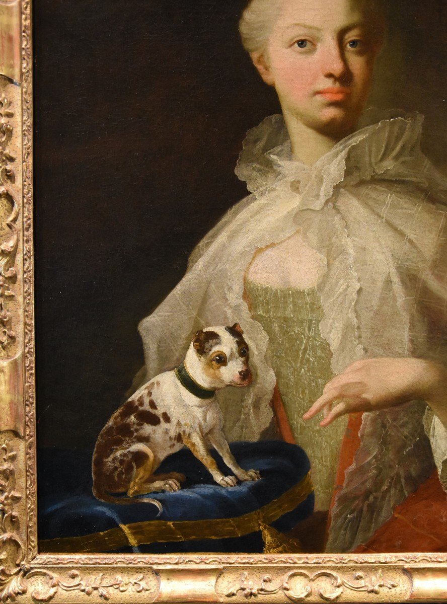 Portrait d'Une Noble Avec Un Petit Chien, Louis Michel Van Loo (Toulon 1707- Paris 1771)-photo-2