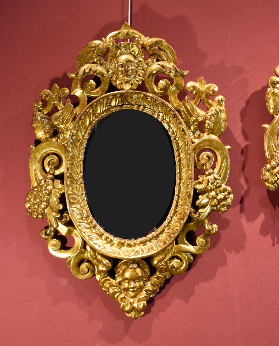 Pair Of Carved And Gilded Mirror Cabinets 'in The Manner Of Sansovino', Venice 18th Century-photo-2