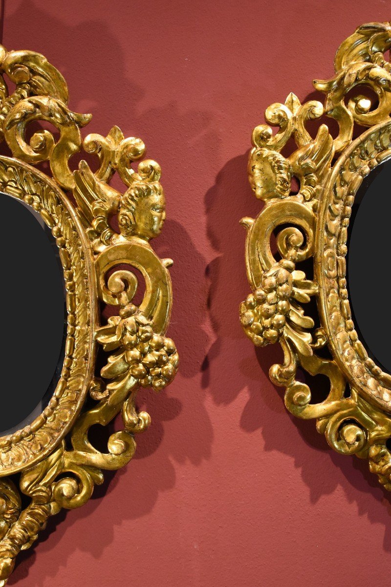 Pair Of Carved And Gilded Mirror Cabinets 'in The Manner Of Sansovino', Venice 18th Century-photo-6