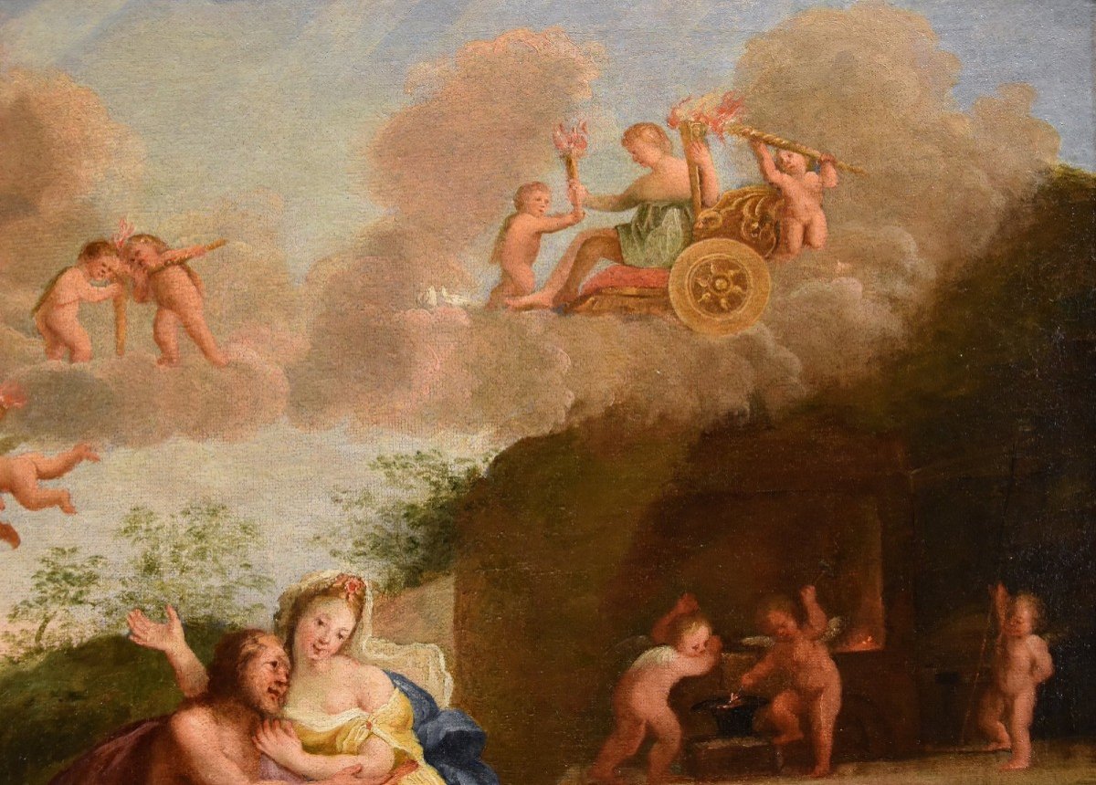 Mars Et Vénus Dans La Forge De Vulcain, Francesco Albani (bologne 1578 - 1660) Cercle De -photo-1