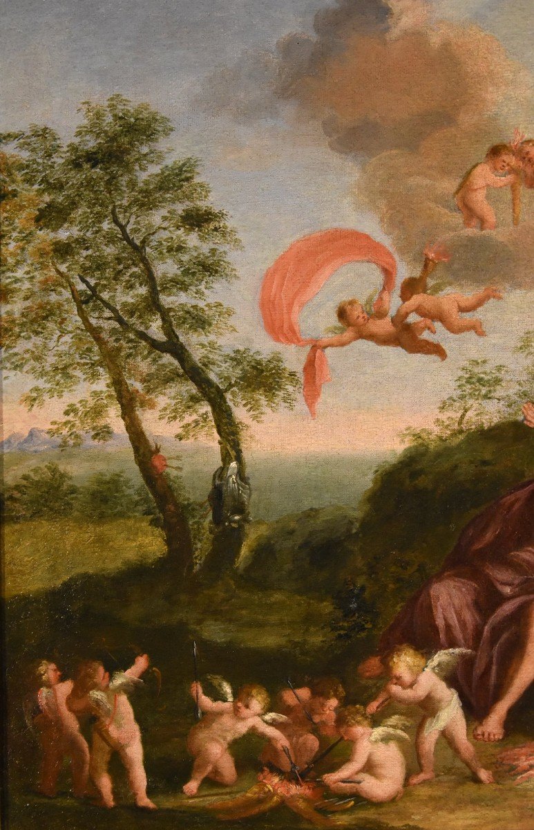 Mars Et Vénus Dans La Forge De Vulcain, Francesco Albani (bologne 1578 - 1660) Cercle De -photo-3