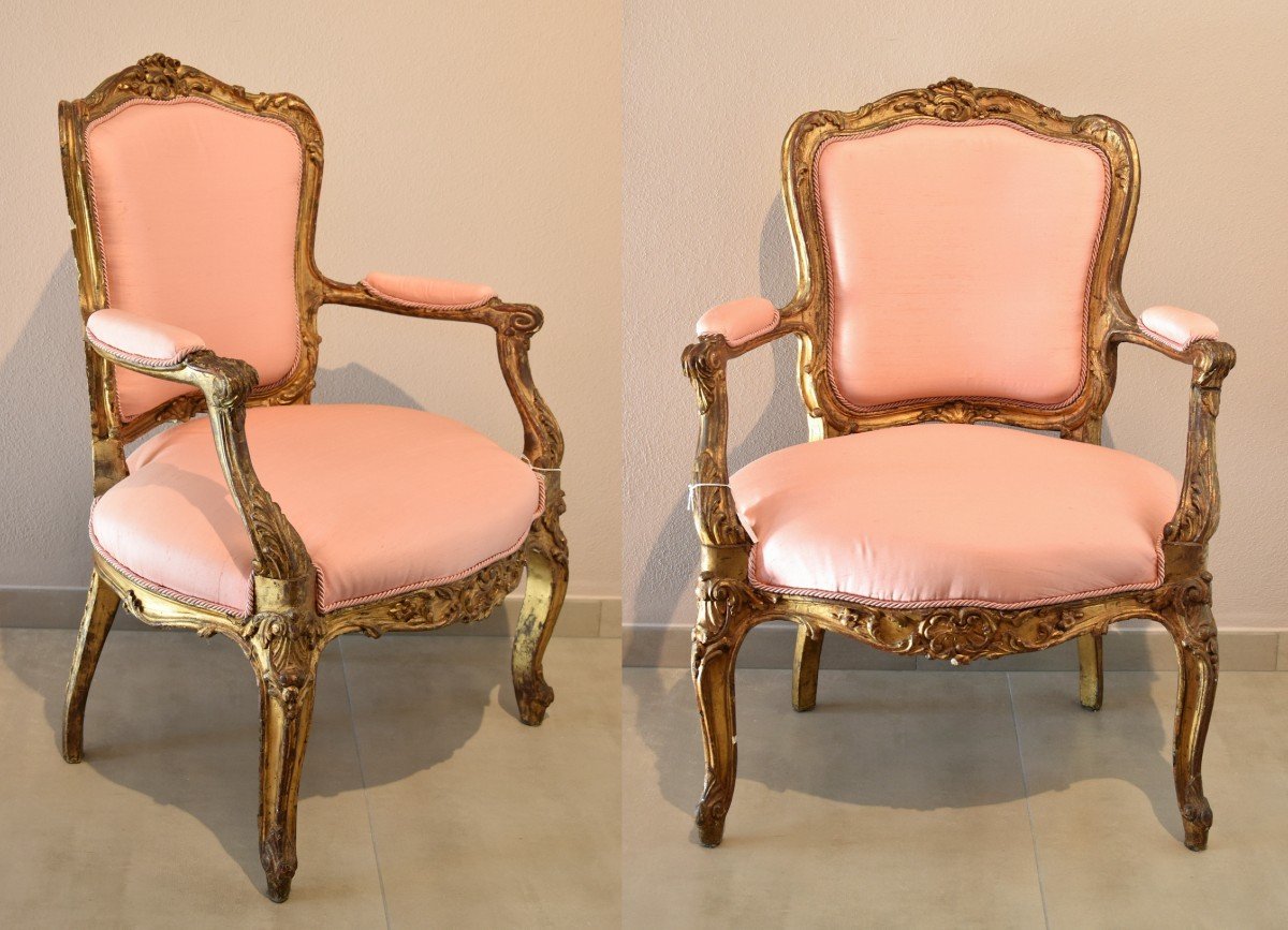 Pair Of Armchairs From The Rococo Period, France, 18th Century