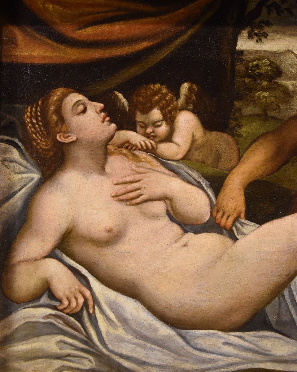 Sleeping Venus And Cupid Spied On By A Satyr, Palma Il Giovane (venice 1544 - 1628) Atelier-photo-2