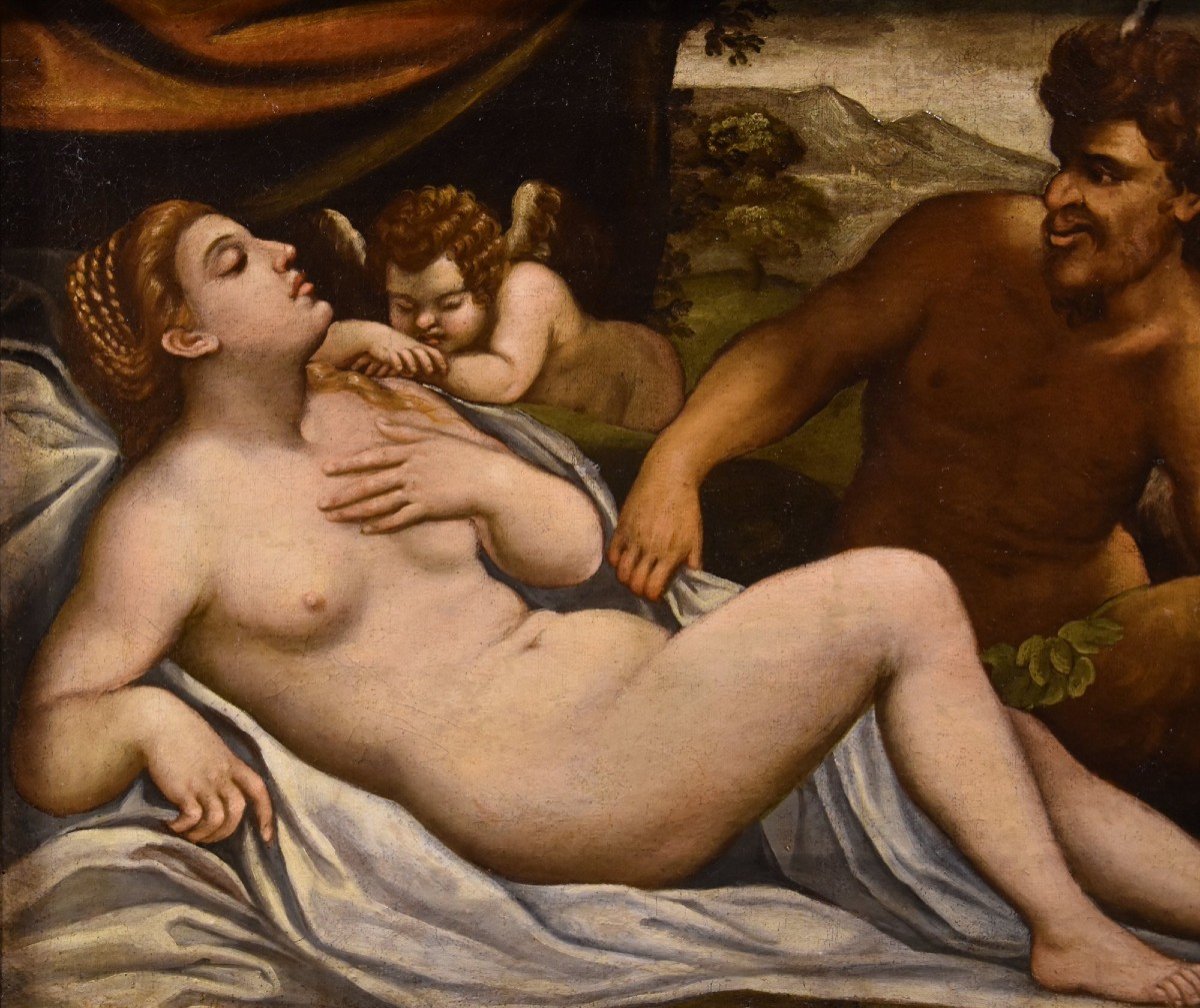 Sleeping Venus And Cupid Spied On By A Satyr, Palma Il Giovane (venice 1544 - 1628) Atelier-photo-3