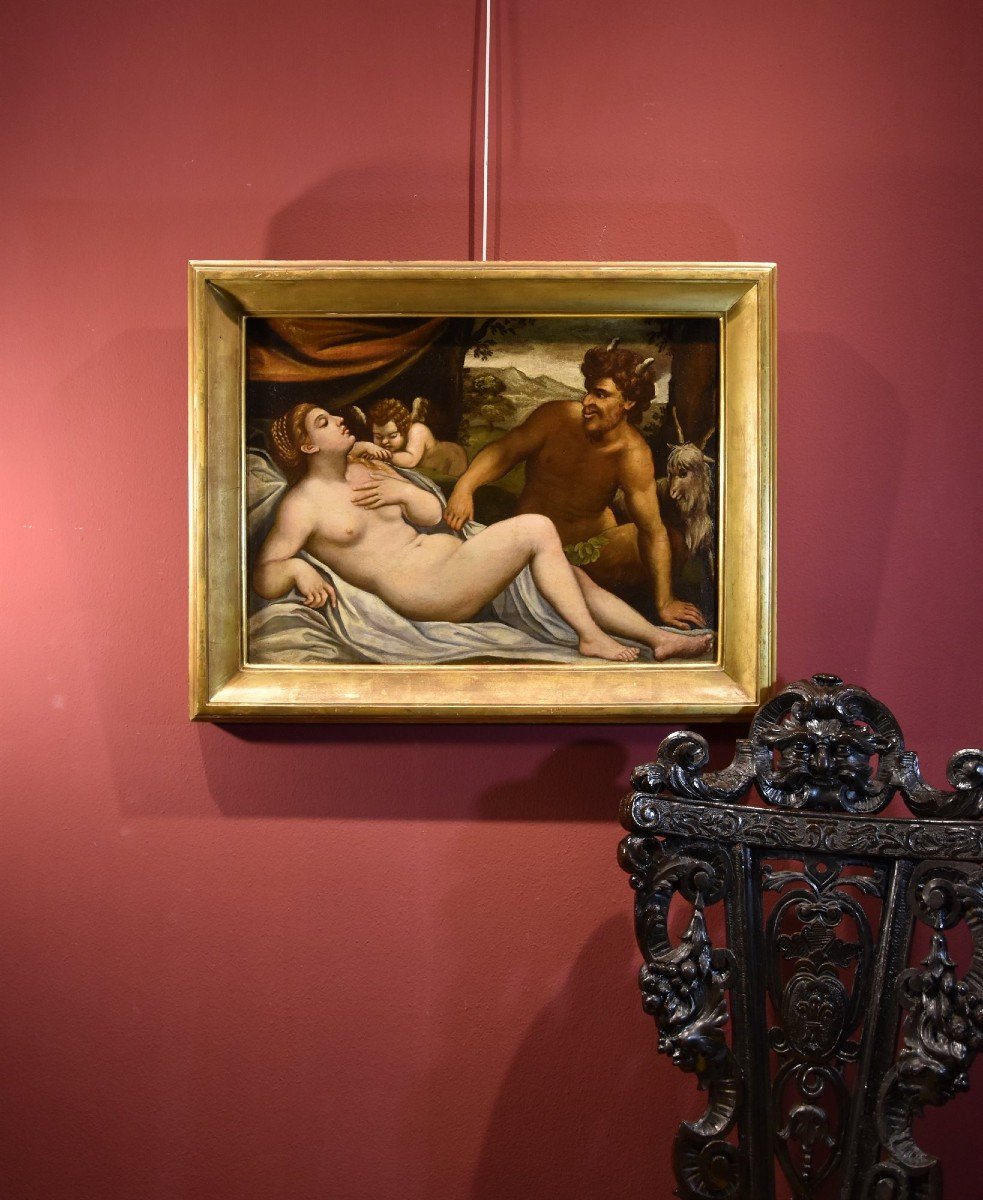 Sleeping Venus And Cupid Spied On By A Satyr, Palma Il Giovane (venice 1544 - 1628) Atelier-photo-7