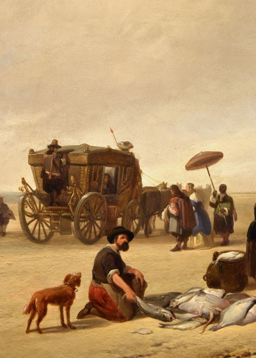 La Plage De Scheveningen, Hubertus Van Hove (la Haye, 1814 - Anvers, 1865) Signé-photo-6