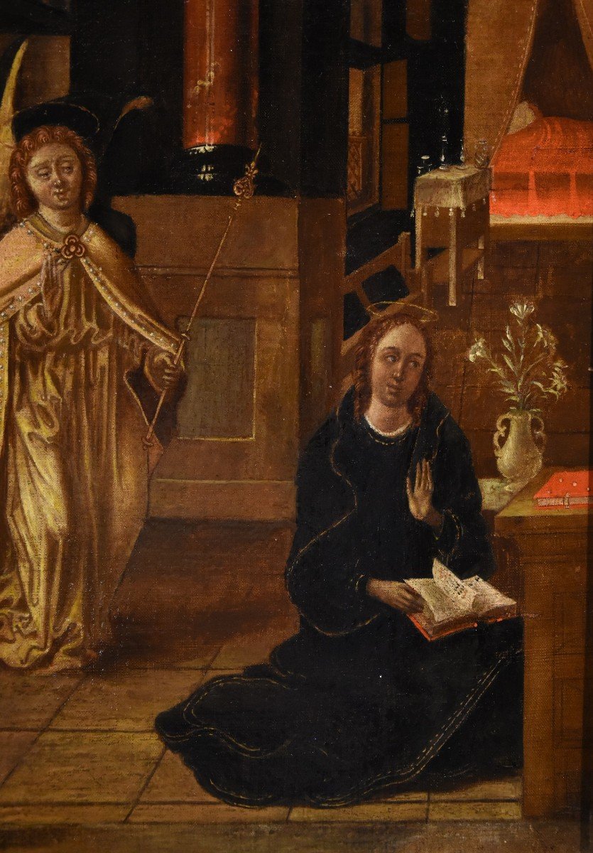 The Annunciation, Flemish Painter Of The 16th-17th Century-photo-4