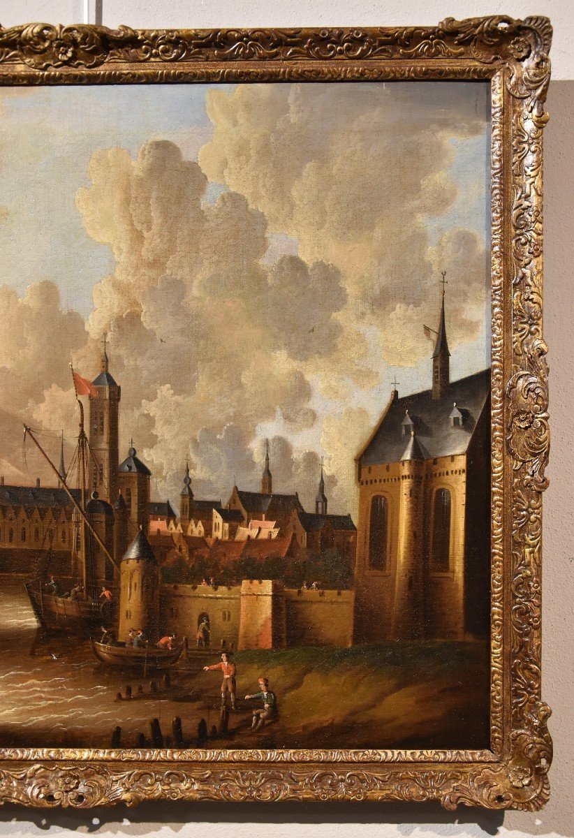 Coastal View With Fortified City, Peter Van Der Velde (antwerp 1634 - C.1714)-photo-1