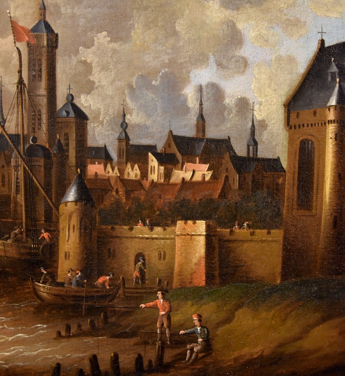Coastal View With Fortified City, Peter Van Der Velde (antwerp 1634 - C.1714)-photo-7