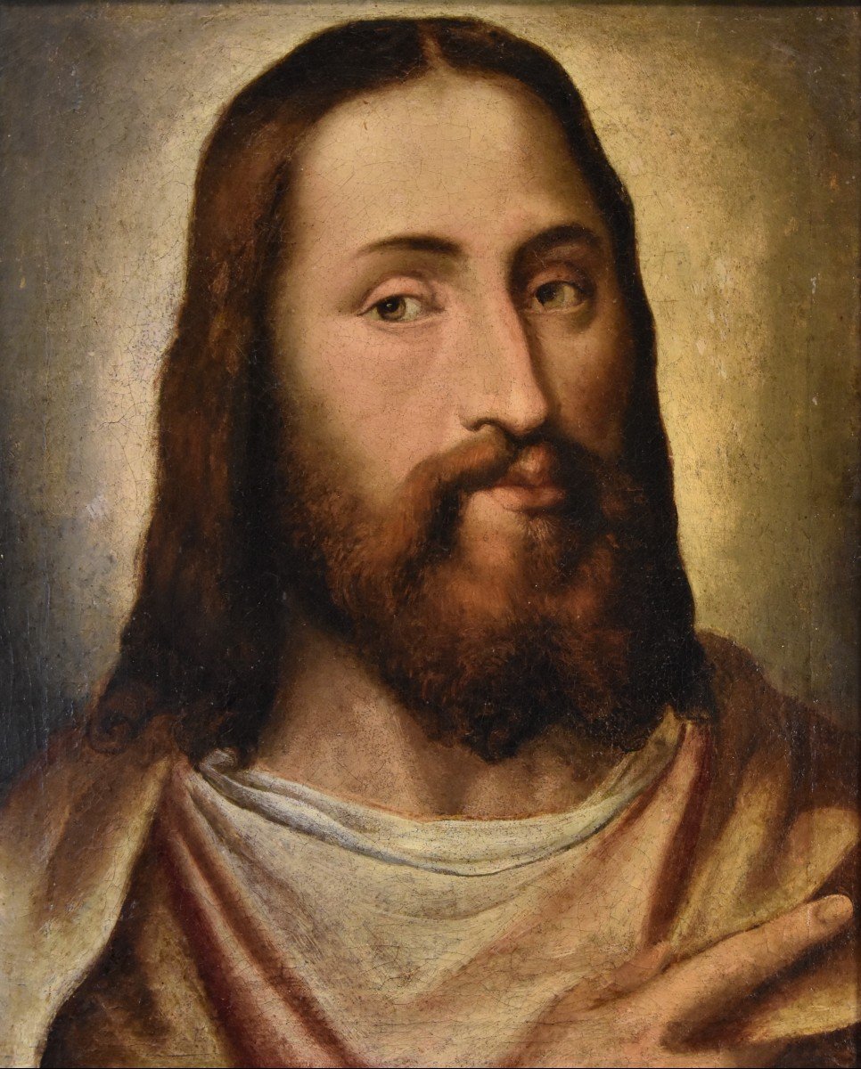 Portrait du Christ Rédempteur, Anonyme Titianesque XVIe Siècle-photo-2