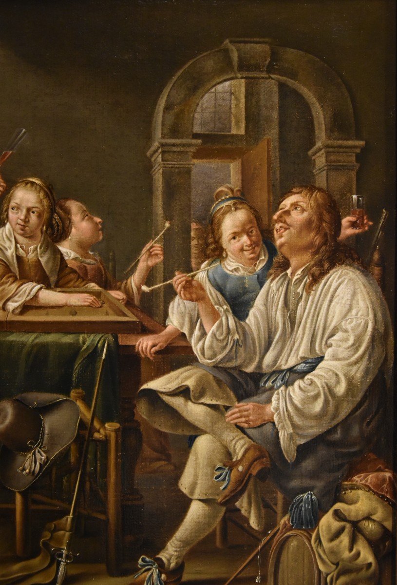Jacob Duck (utrecht, 1600 - 1667) Attributable, Merry Company In An Interior-photo-4