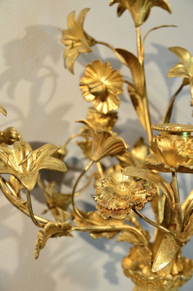 Pair Of Louis XVI Candelabra In Gilt Bronze And Blue Sèvres Porcelain, France 19th Century-photo-6