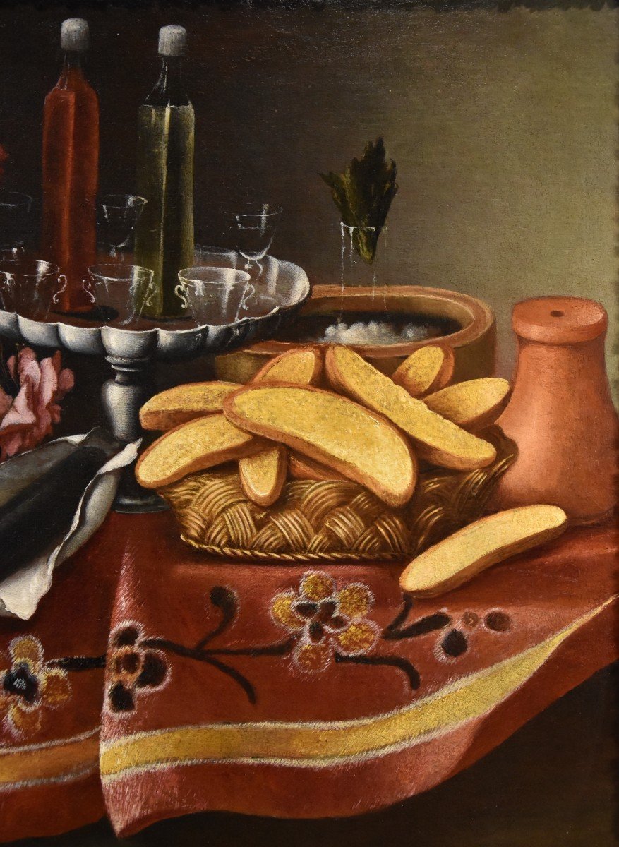 Giacomo Nani (porto Ercole 1698 - Naples 1770), Still Life With Flowers, Riser With Crystals...-photo-2