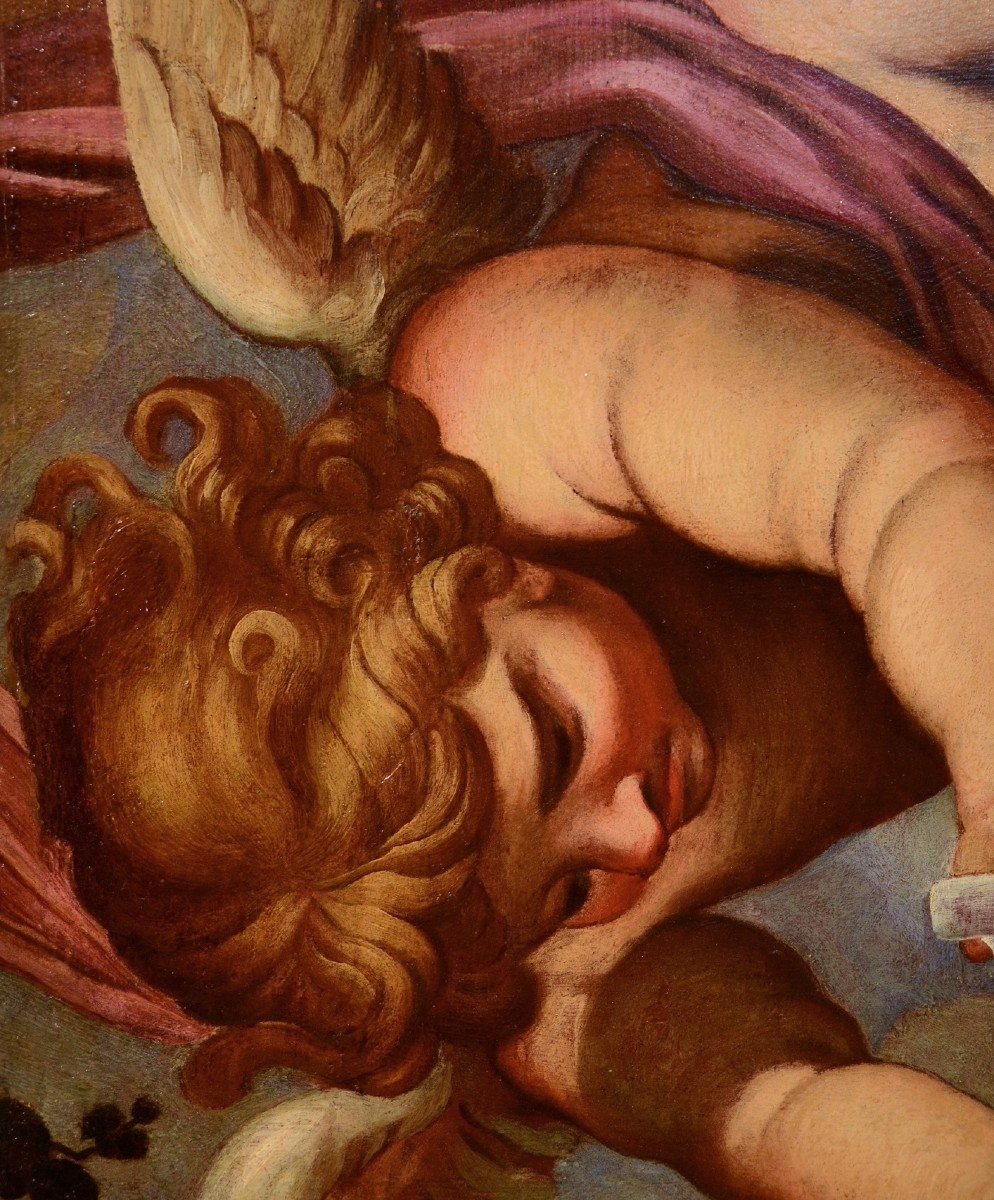 Pair Of Angels With Floral Garland, Carlo Maratta (camerano, 1625 - Rome, 1713) Workshop Of-photo-8