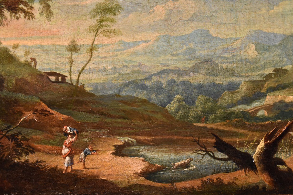 A Pair Of Arcadian Landscapes With Figures, Marco Ricci (belluno 1676 - Venice 1730) Circle Of-photo-3