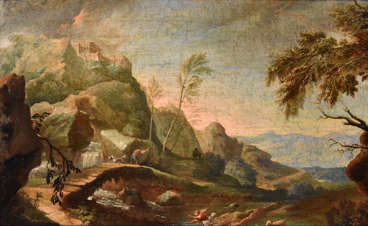 A Pair Of Arcadian Landscapes With Figures, Marco Ricci (belluno 1676 - Venice 1730) Circle Of-photo-4