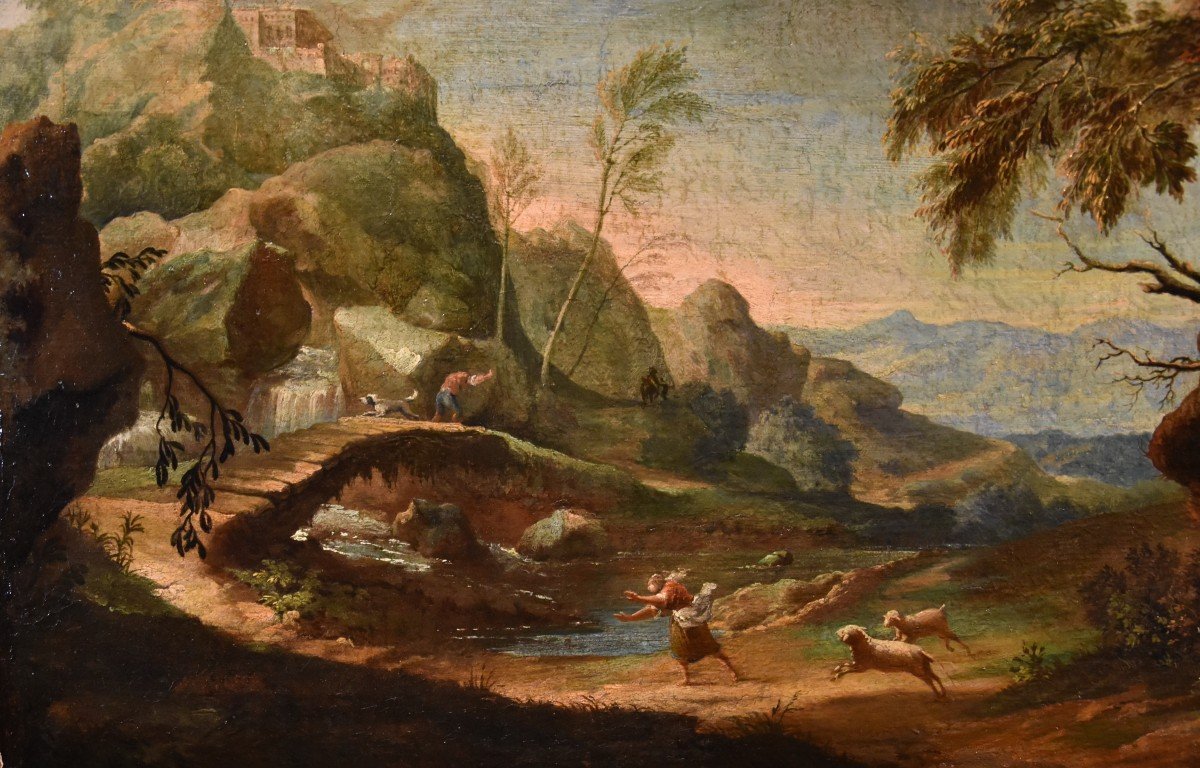 A Pair Of Arcadian Landscapes With Figures, Marco Ricci (belluno 1676 - Venice 1730) Circle Of-photo-5