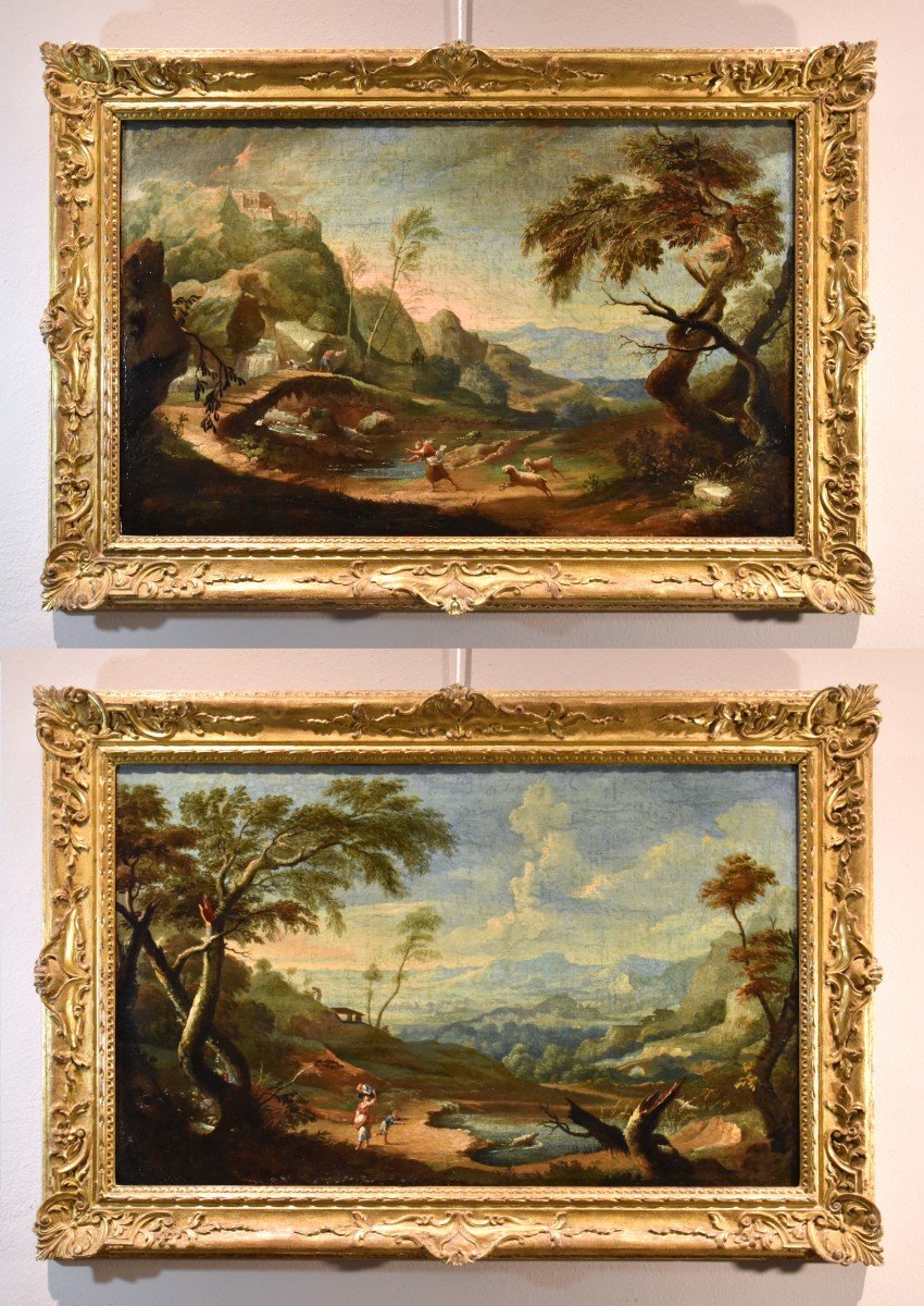 A Pair Of Arcadian Landscapes With Figures, Marco Ricci (belluno 1676 - Venice 1730) Circle Of