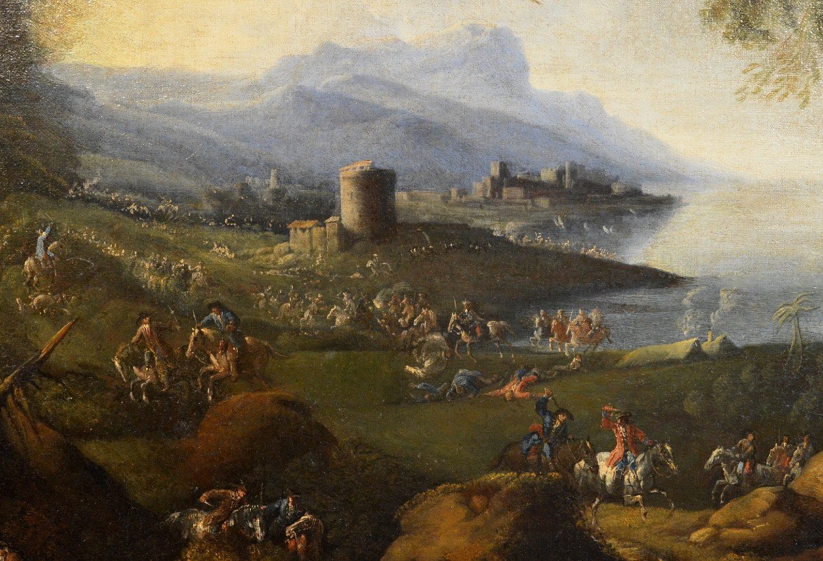 Pandolfo Reschi (1643 - 1699), Paysage Côtier Avec Ville Fortifiée-photo-2