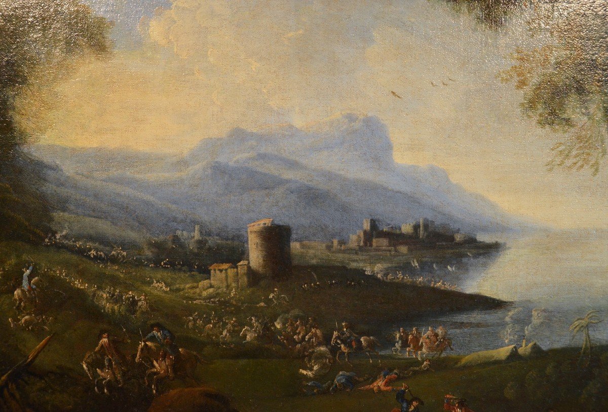 Pandolfo Reschi (1643 - 1699), Paysage Côtier Avec Ville Fortifiée-photo-7