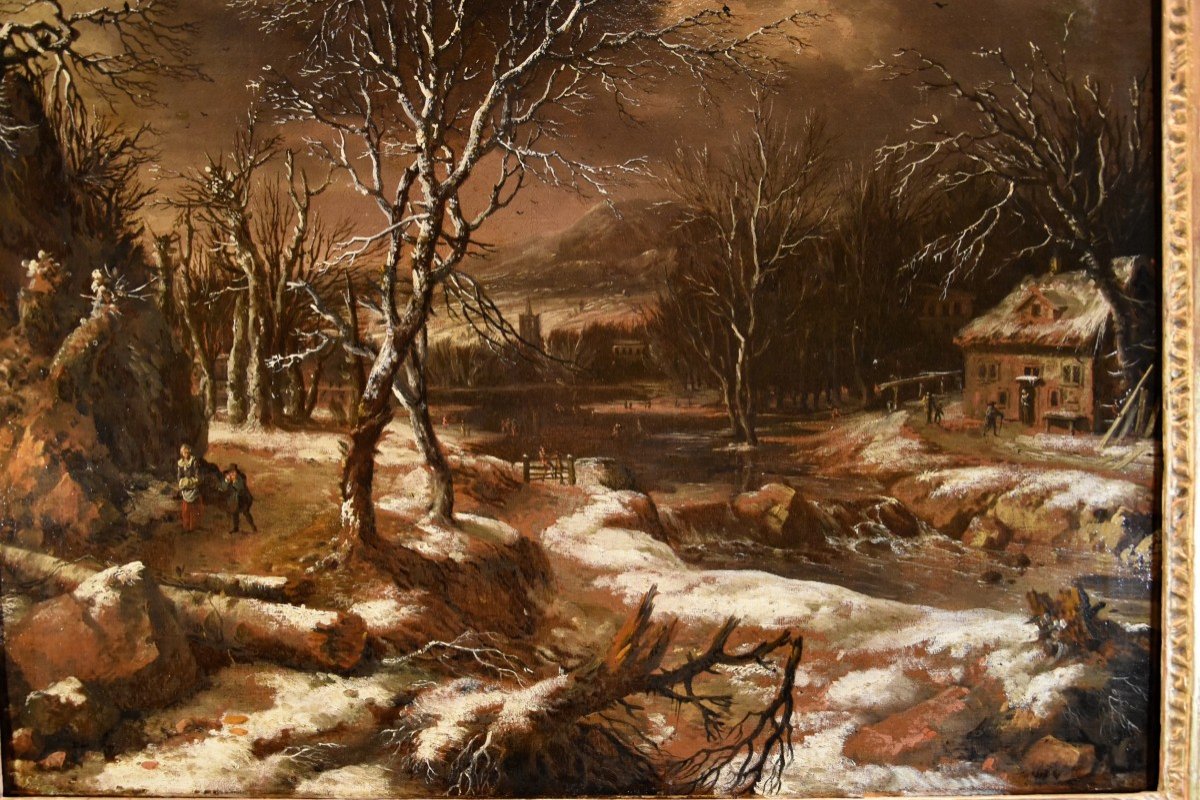 Winter Landscape With Village And Travellers, Nicolaes Molenaer (haarlem 1630 - 1676)-photo-7