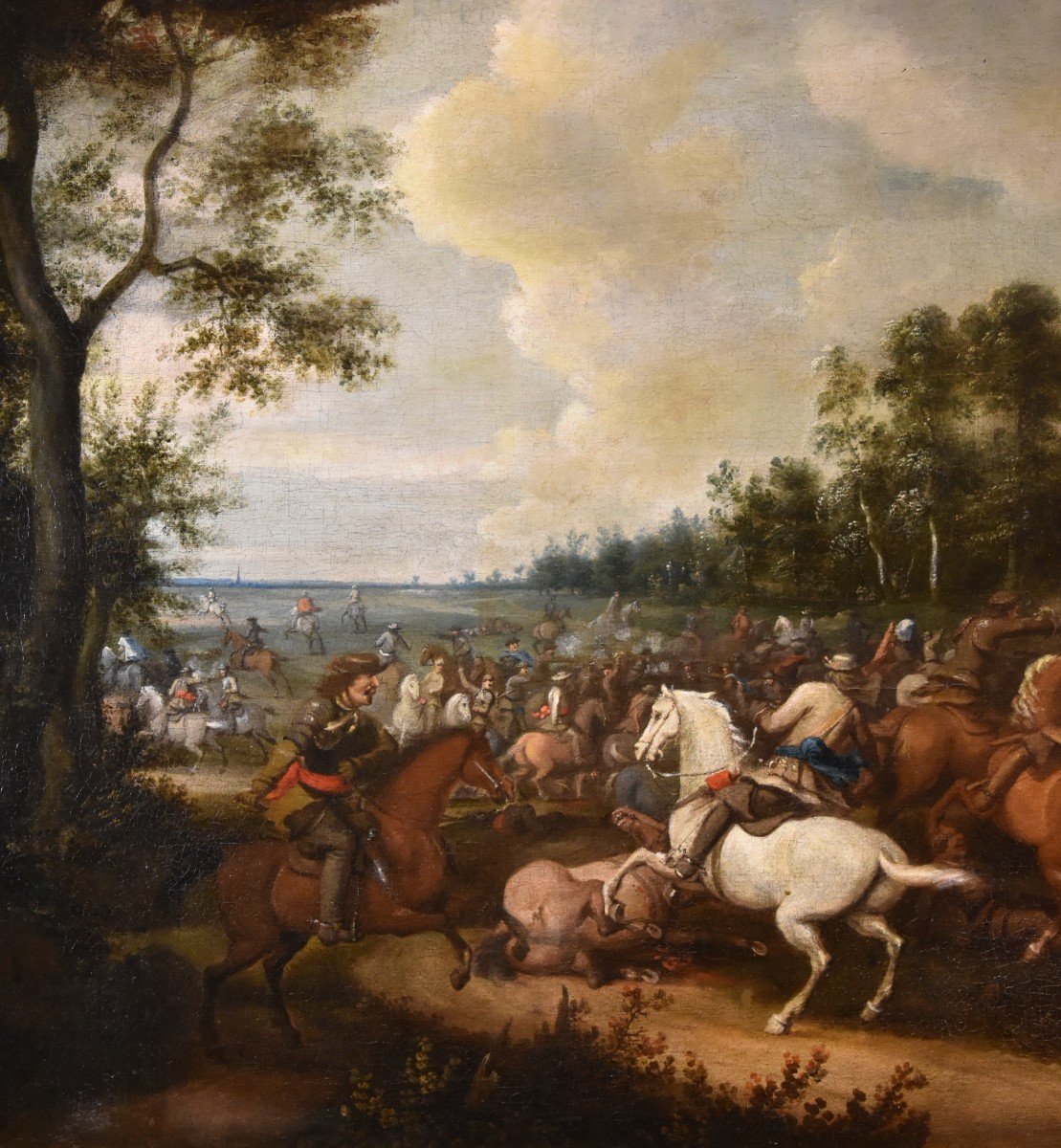 Pieter Molinaer (Anversa 1602 - 1654) Monogrammè, Bataille équestre-photo-2