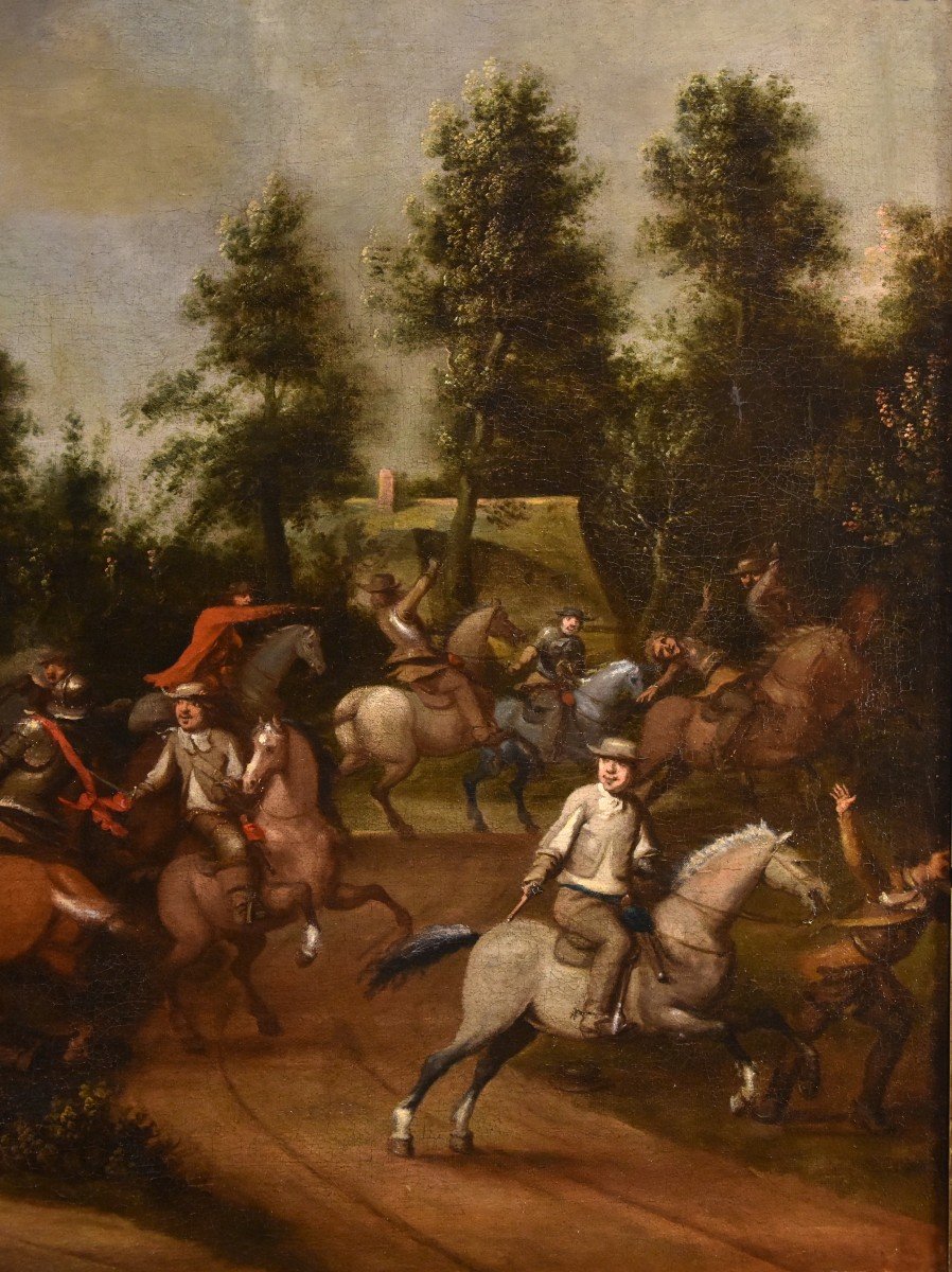 Pieter Molinaer (Anversa 1602 - 1654) Monogrammè, Bataille équestre-photo-4