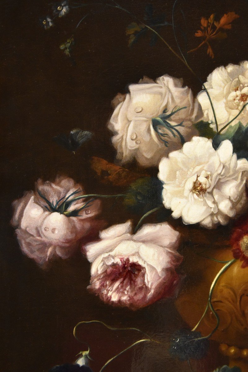 Nature Morte Aux Fleurs, Johann Baptist Drechsler (Vienne 1756 - 1811) Signé Et Daté-photo-3