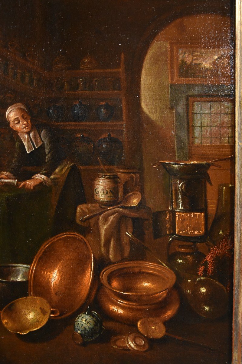 Le Pharmacien, Giovanni Domenico Valentino (1630 - 1708), Signé Avec Monogramme G.d.v-photo-3