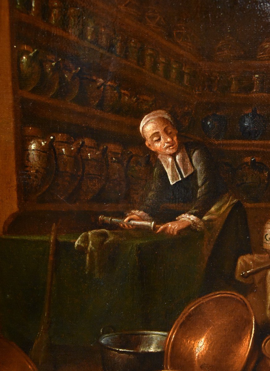 Le Pharmacien, Giovanni Domenico Valentino (1630 - 1708), Signé Avec Monogramme G.d.v-photo-4