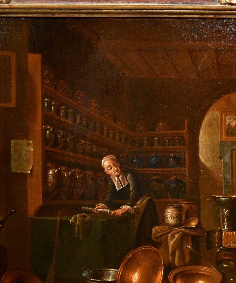 Le Pharmacien, Giovanni Domenico Valentino (1630 - 1708), Signé Avec Monogramme G.d.v-photo-1