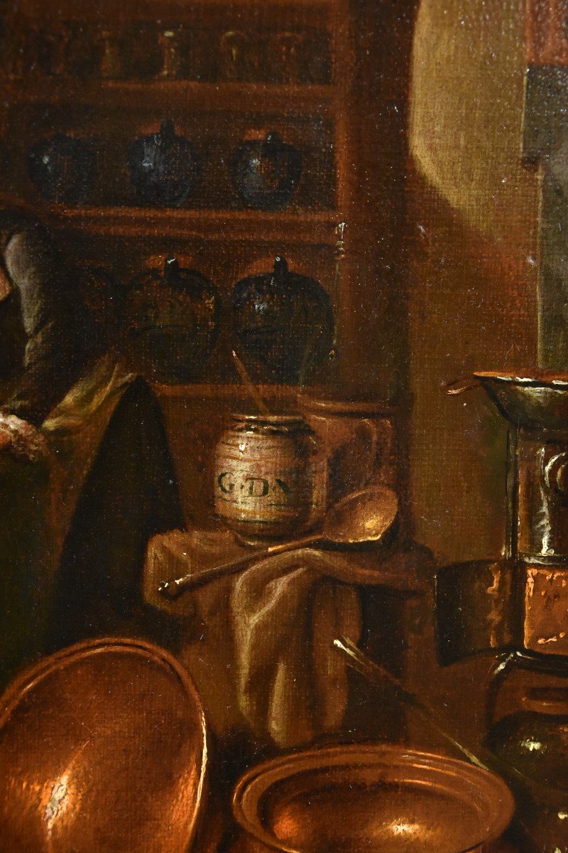 Le Pharmacien, Giovanni Domenico Valentino (1630 - 1708), Signé Avec Monogramme G.d.v-photo-4