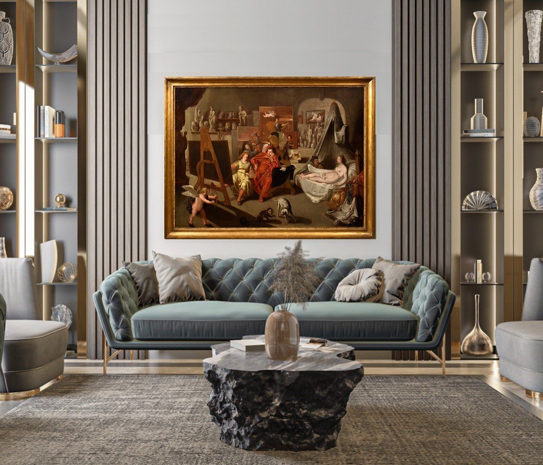 Balthasar Van Den Bossche (1681 - 1715) Alexander The Great And Campaspe In The Studio Of The P-photo-1