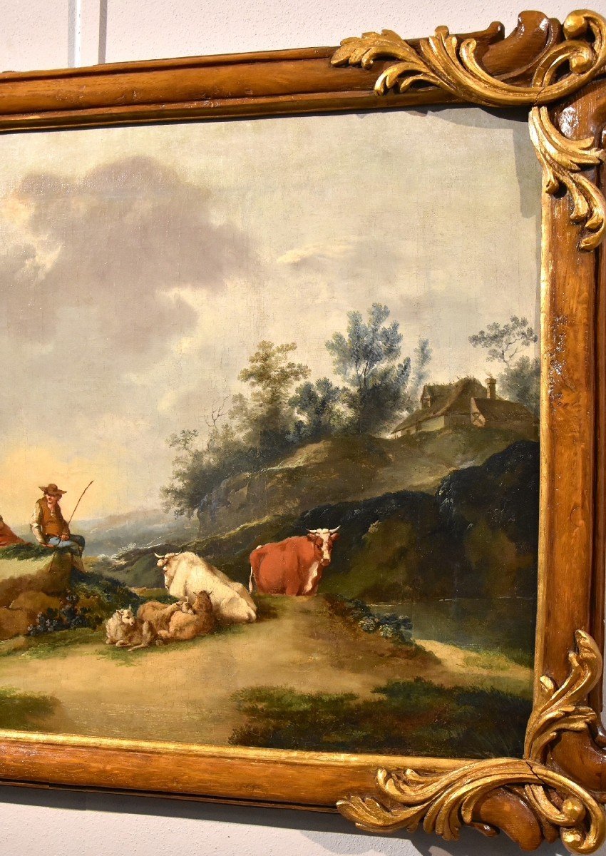 Landscape With River And Shepherds At Rest, Francesco Zuccarelli (1702 - 1788) Circle Of-photo-3