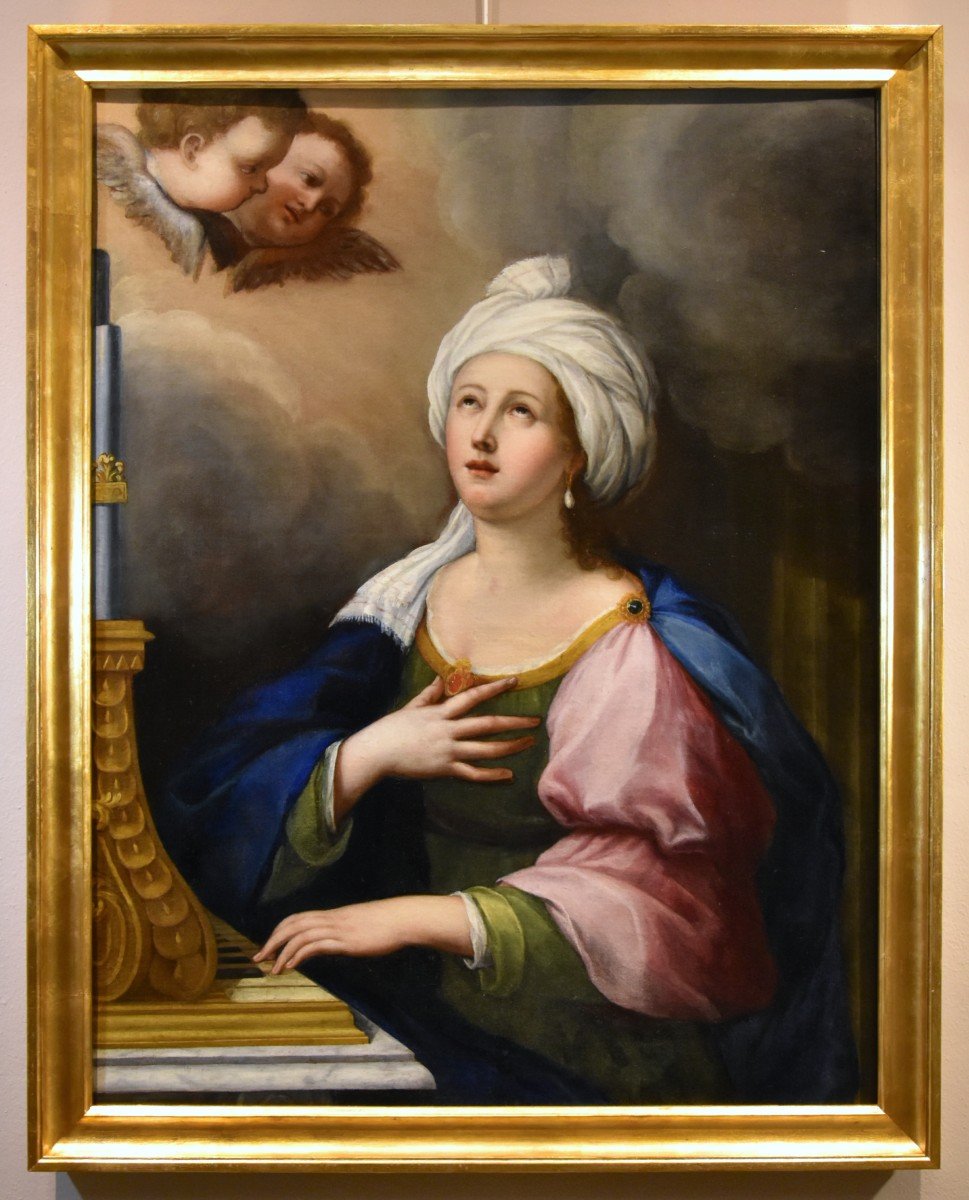Saint Cecilia And Two Cherubs, Lucas De La Haye Called Luca Fiammingo (nivelles 1612-rome 1682)