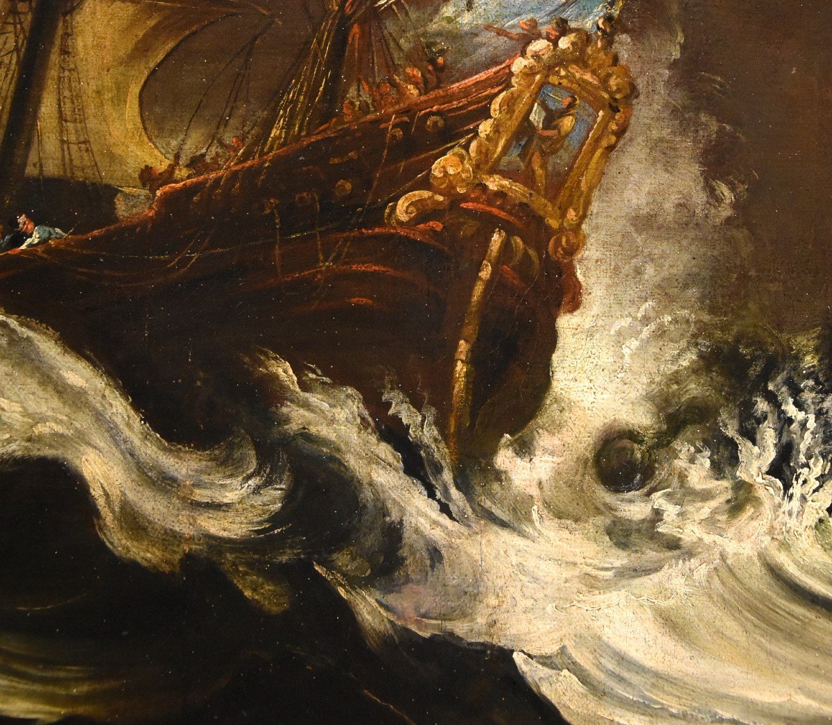 Marine Orageuse Avec Des Navires, Matthieu Van Plattenberg (anvers 1608 - Paris 1660)-photo-3