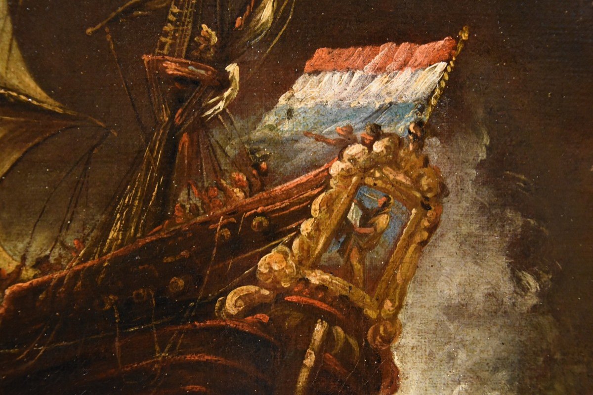 Marine Orageuse Avec Des Navires, Matthieu Van Plattenberg (anvers 1608 - Paris 1660)-photo-4
