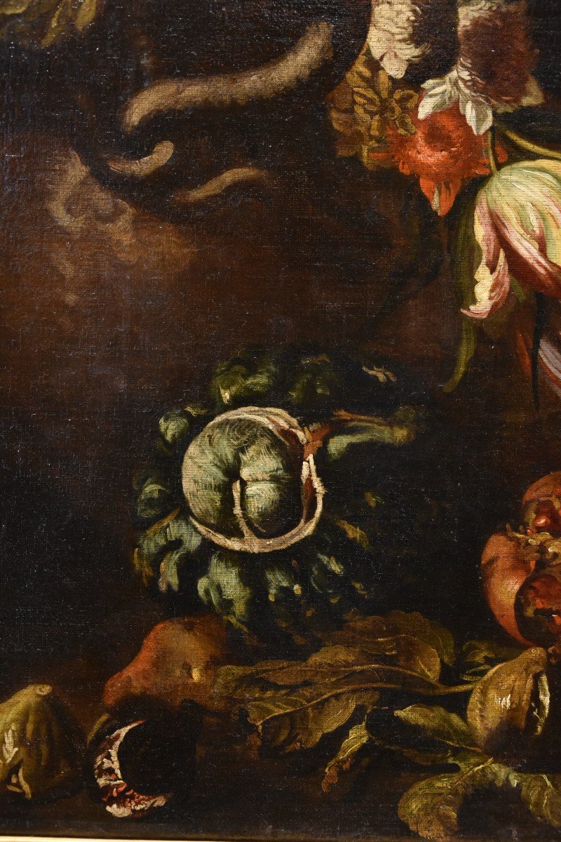 Aniello Ascione (Naples, C. 1680 - 1708), Nature Morte Avec Feston De Fleurs-photo-5
