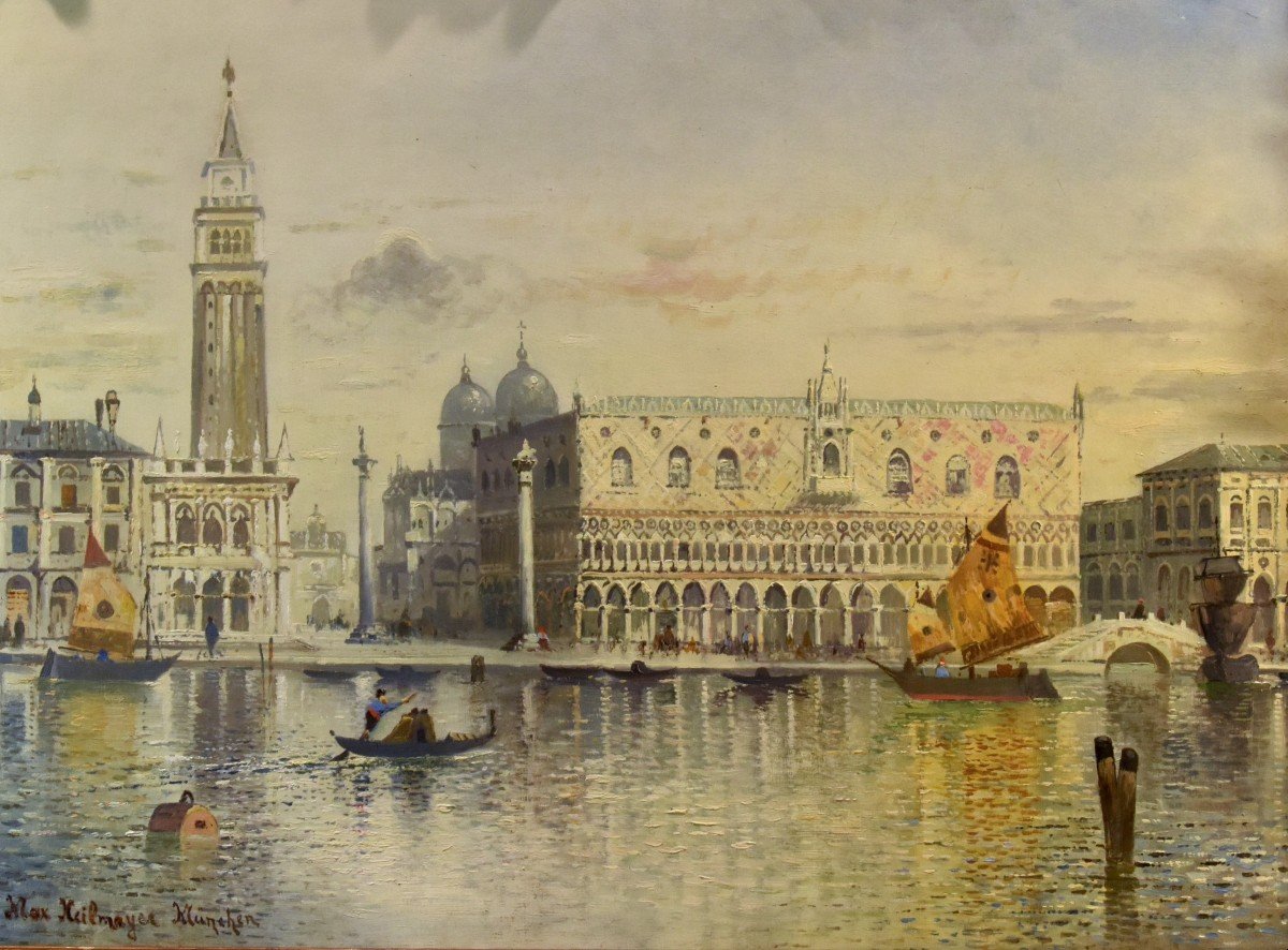 Venise Avec Place Saint-marc Et Le Palais Des Doges, Maximilian Heilmaier (1869 - 1923) Signé-photo-6