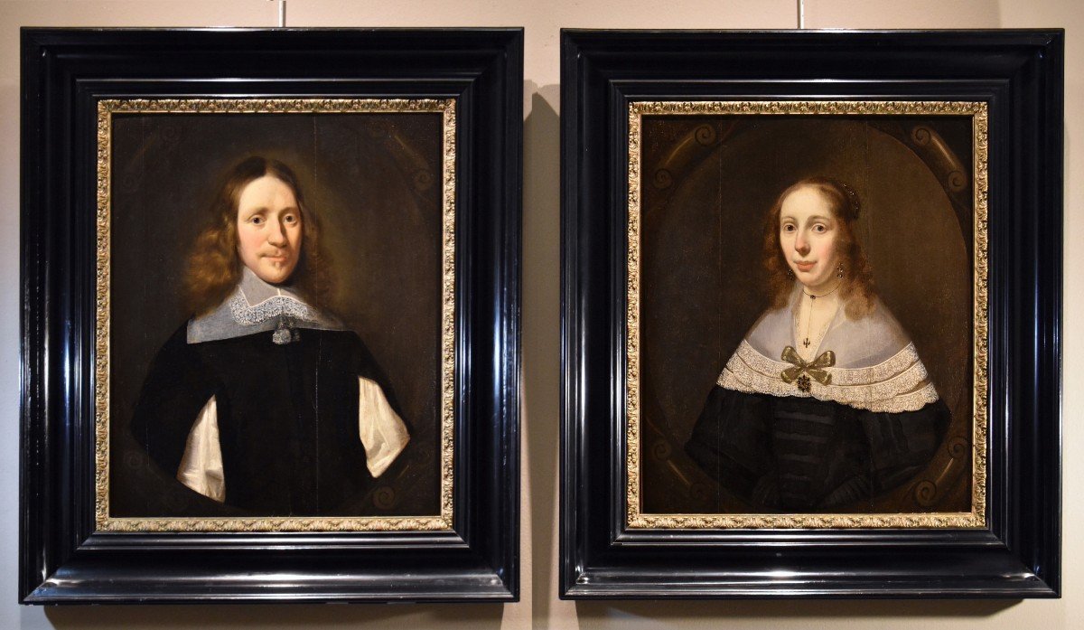 Portraits De Couples Hollandais, Cornelis Janssens Van Ceulen (Londres 1593 - Utrecht 1661)