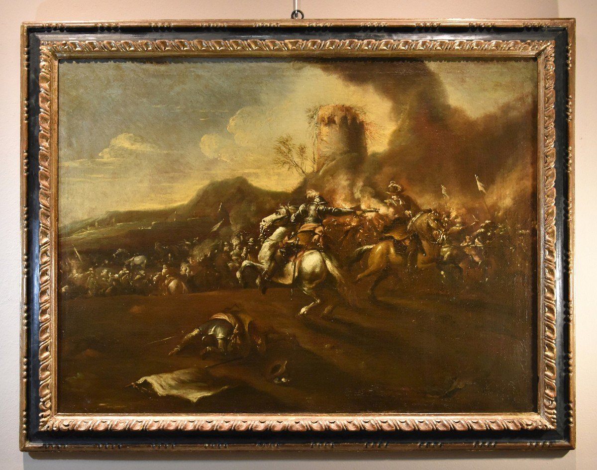Battle With Clash Of Horsemen, Francesco Graziani (active In Naples/rome, 17th Century)-photo-2