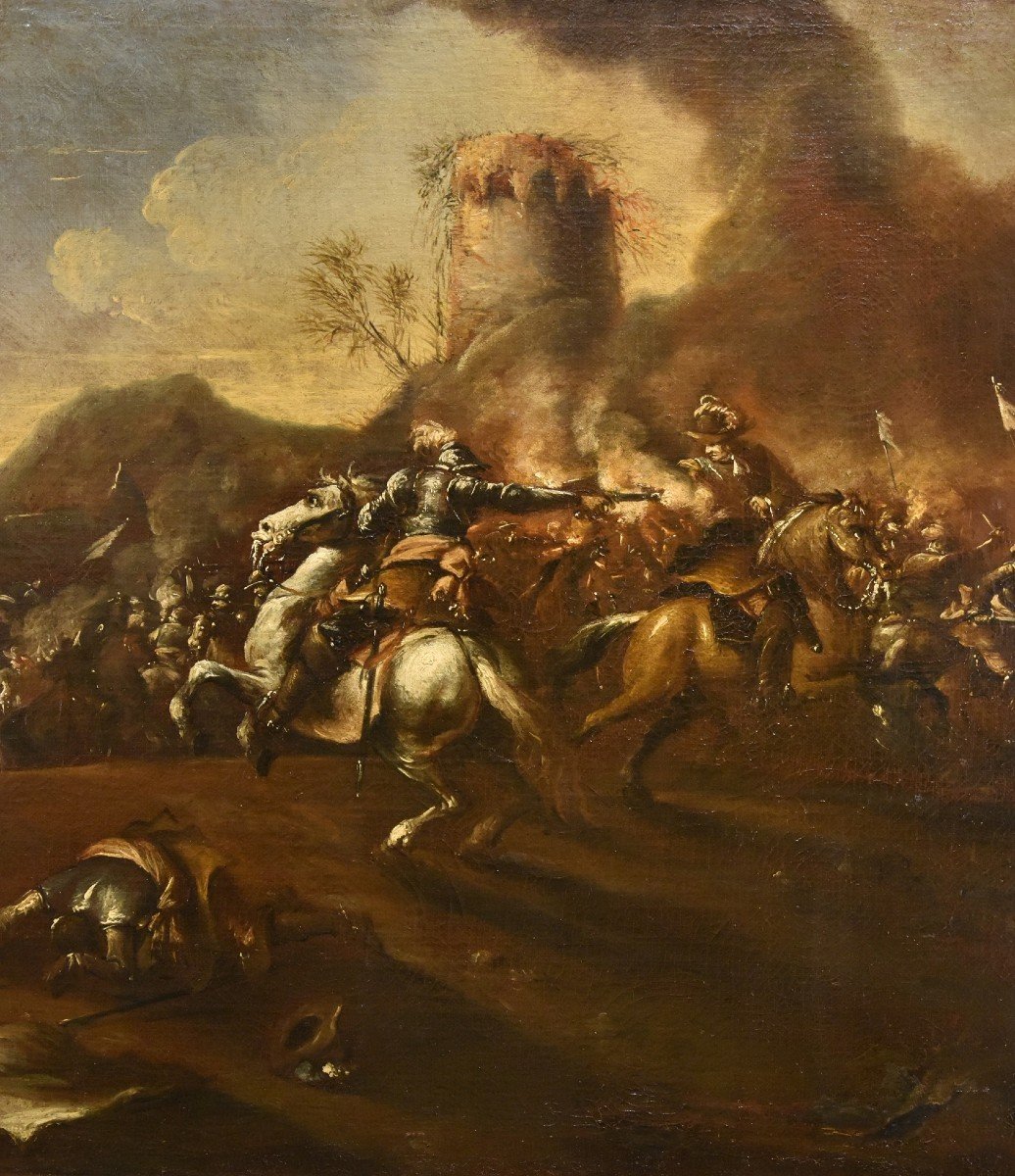 Battle With Clash Of Horsemen, Francesco Graziani (active In Naples/rome, 17th Century)-photo-3
