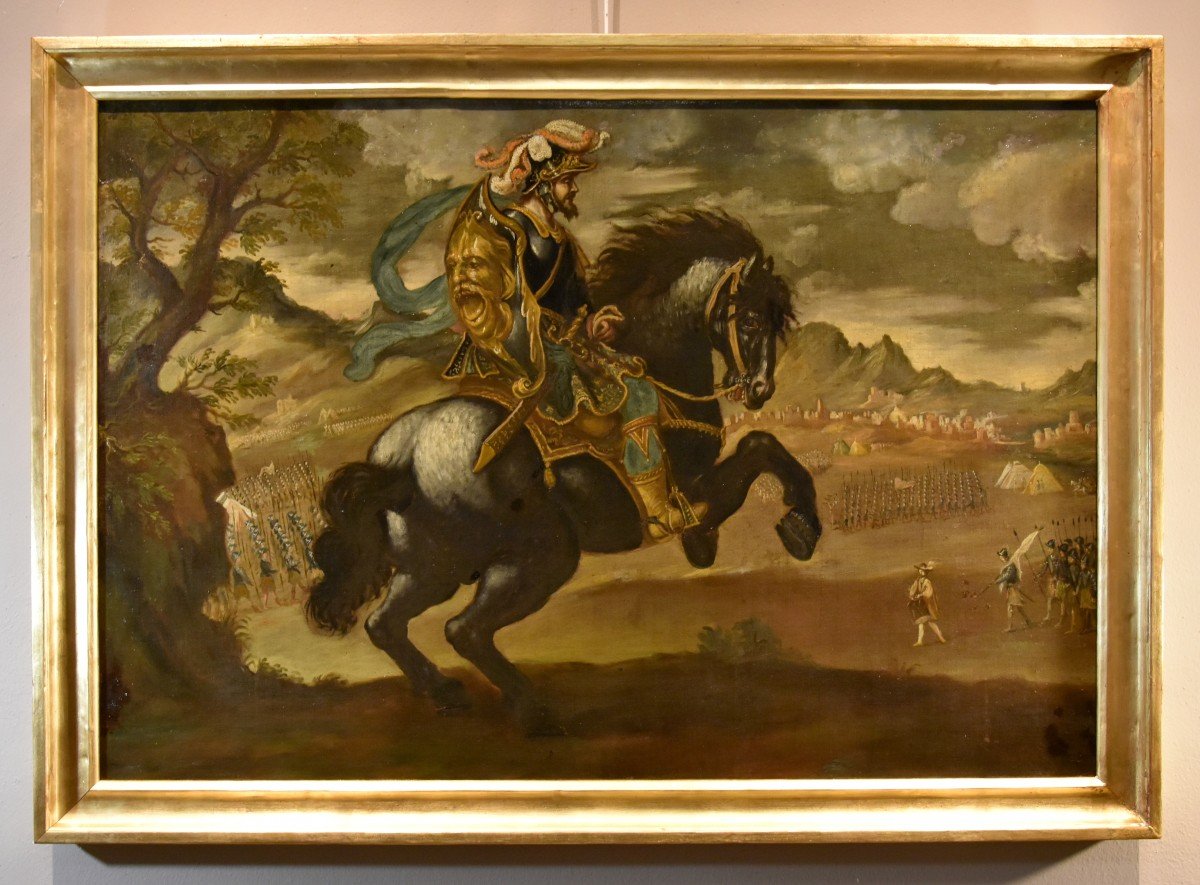 Portrait équestre De Pietro Strozzi, Peintre Florentin XVIIe-XVIIIe Siècle-photo-1