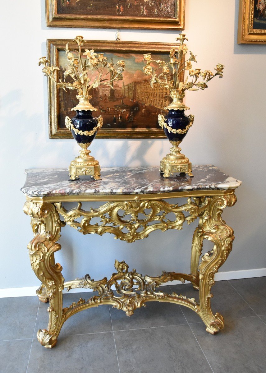 Console Louis XV En Bois Sculpté Et Doré - Turin, Milieu XVIIIe Siècle-photo-6
