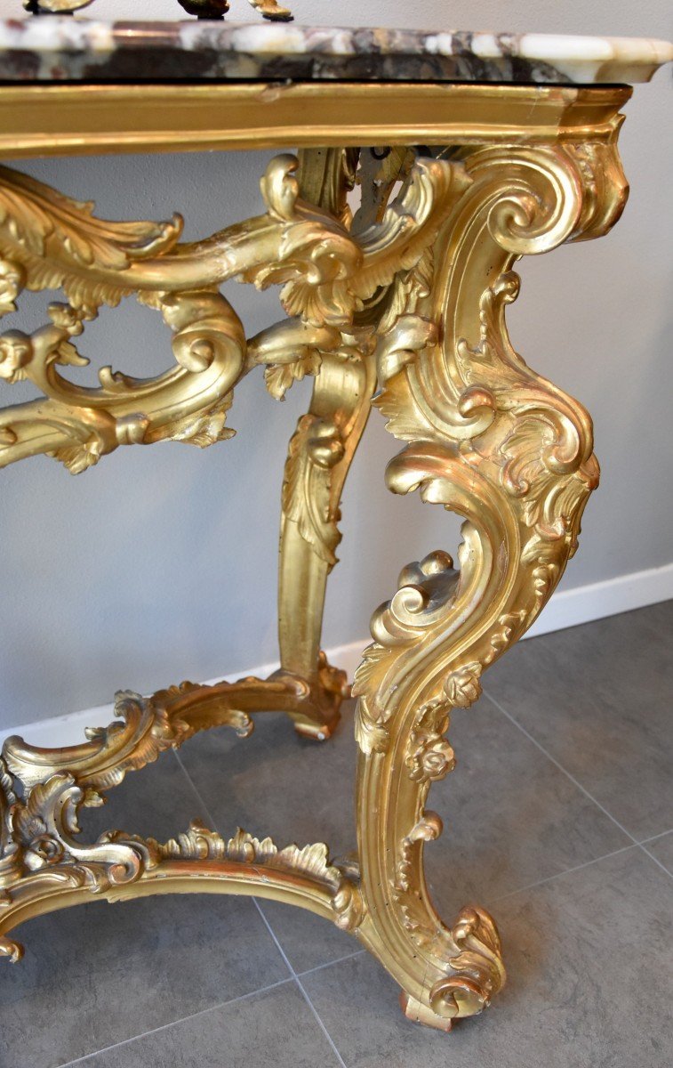 Console Louis XV En Bois Sculpté Et Doré - Turin, Milieu XVIIIe Siècle-photo-8