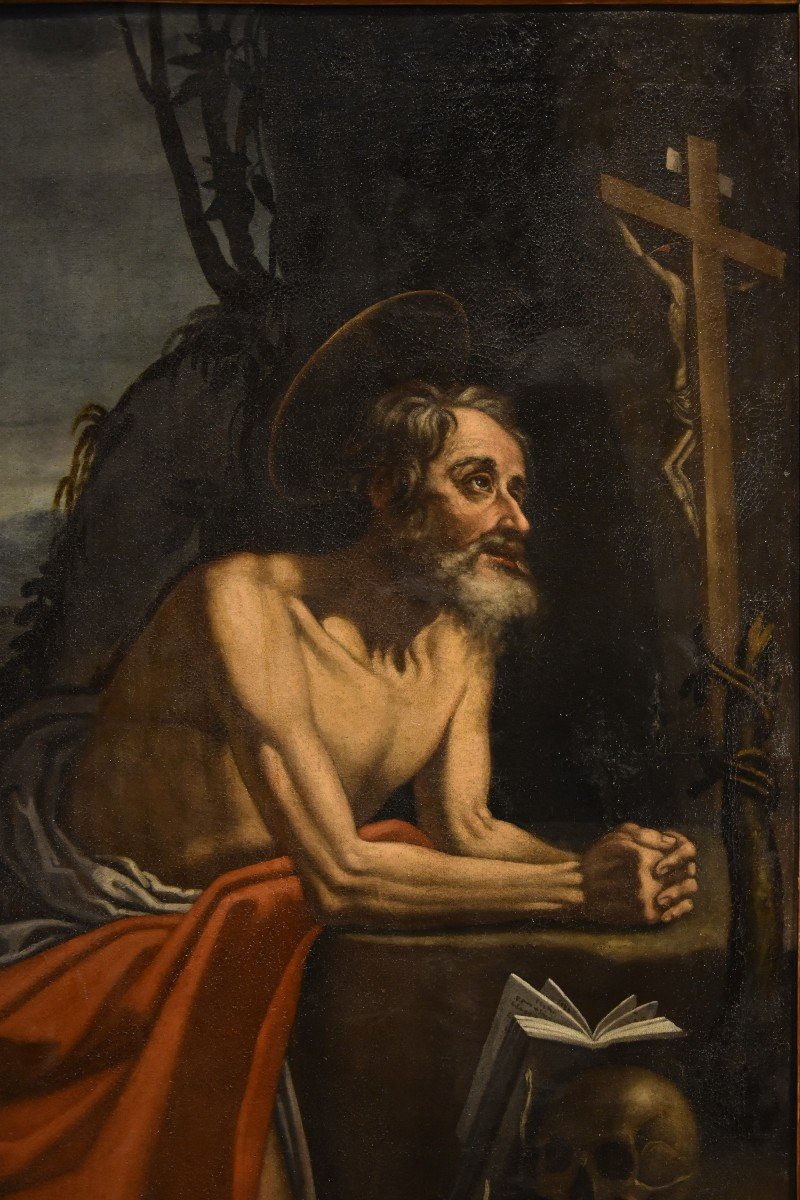 Saint Jerome Penitent In The Cave, Hendrick De Somer (lokeren 1602 - Naples 1655)-photo-3